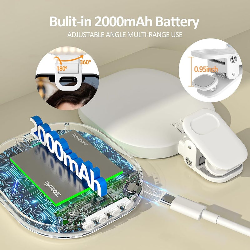 XINBAOHONG Rechargeable Clip Fill Video Conference Light, Selfie Light for Phone Android Camera iPad Laptop 142 LED Phone Light for Makeup TikTok Selfie Vlog - Image 4